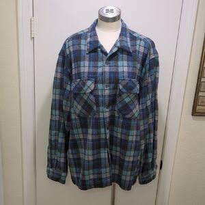 Limited Edition Beach Boys Pendleton Blue and Gray Plaid Board Shirt Size XL